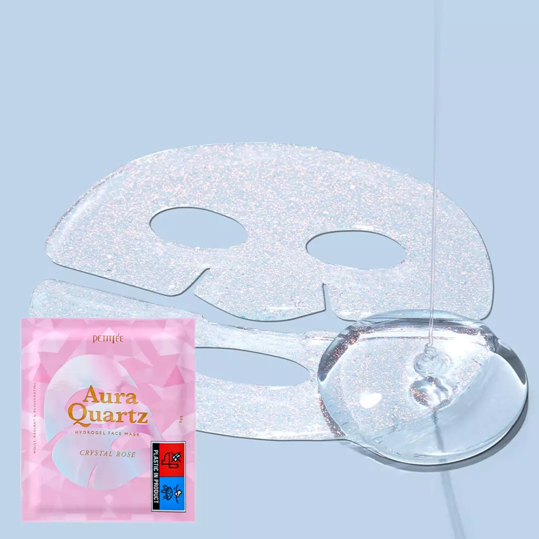 Квартц-гидрогелевая маска с жемчугом для лица Petitfee Aura Quartz Hydrogel Face Mask Crystal Rose